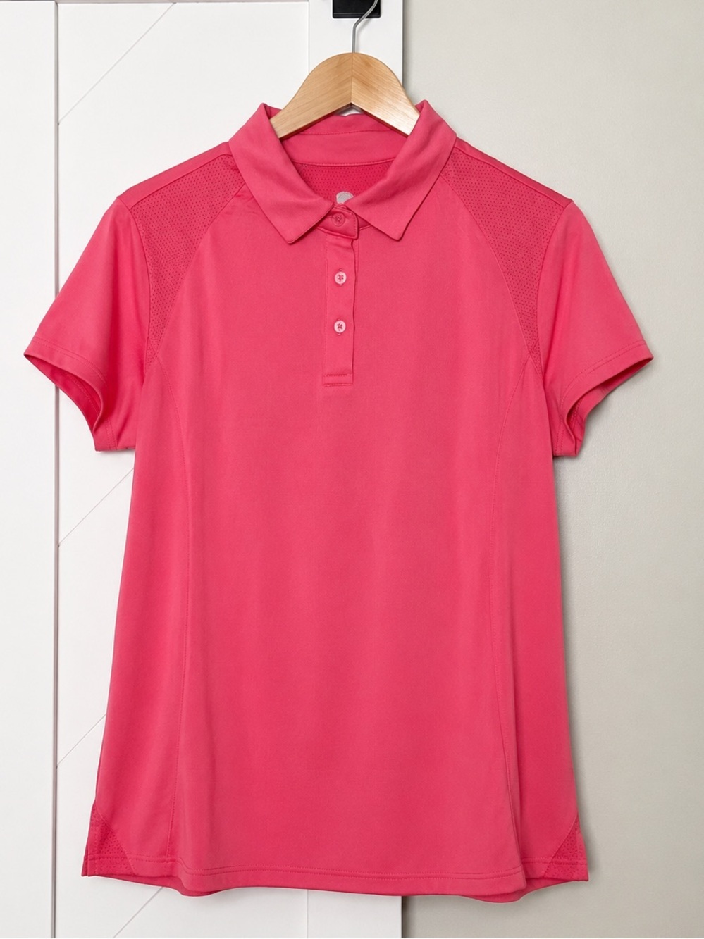 Swing Pretty Pink Performance Golf Polo Mesh Back Zip Pocket NWT Size L